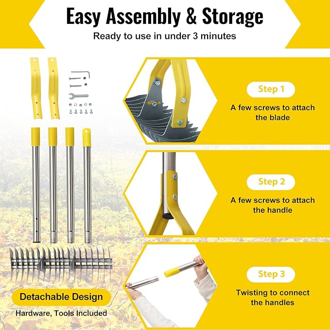 Thatch Rake, 2 in 1 Stainless Steel Garden Rake for Thatch Leaves,55” Heavy Duty 19 Tines Lawn Manual Dethatcher with Adjustable Head,Thatching Rakes for Lawn Yard Grass,Debris Removal, Soil Loosen