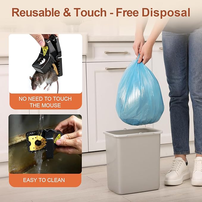 6 Pack Mouse Traps, Small Mouse Trap Indoor for Home, Mice Traps Snap High Sensitive, Easy & Quick-Set Mousetrap, Reusable Rat Trap, Sanitary Pet Safe Rodent Catcher for Outdoor/Garage/Kitchen/Garden