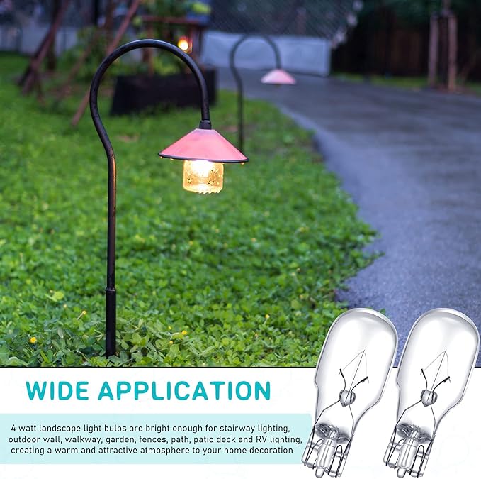 Riakrum T5 Landscape Light Bulbs 12 Volt 4 Watt Landscape Lighting Bulbs Low Voltage Wedge Base Replacement Lamp for Outdoor Garden Deck Yard(10 Pieces)