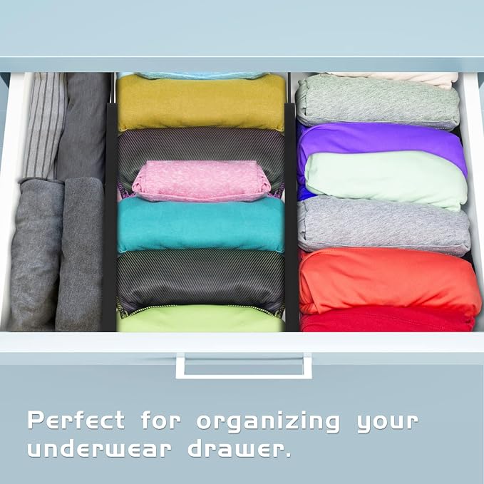 4 Pack Bamboo Drawer Dividers Organizer with Inserts 2.6'' High
