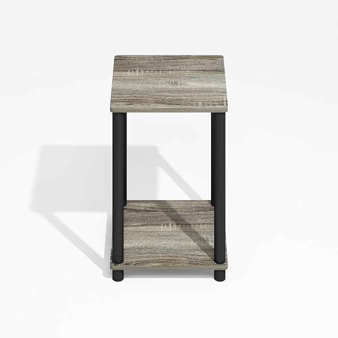 Furinno Modern Toolless 2-Tier Side Table, Open Shelf, Grey Oak