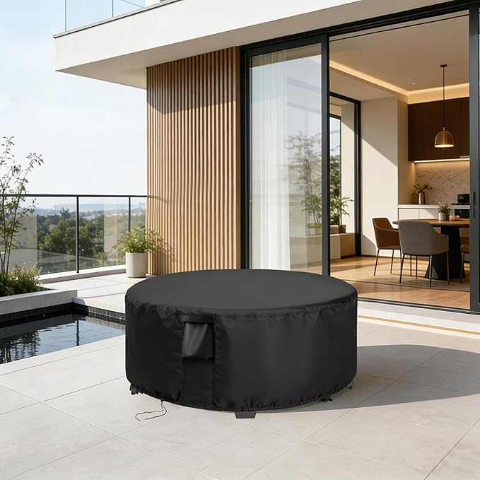 Patio Furniture Covers Round,26 Inch Outdoor Dinner Table Cover Waterproof,Round Patio Coffee Table Covers for All Weather Resistant - 26 x 18 Inch