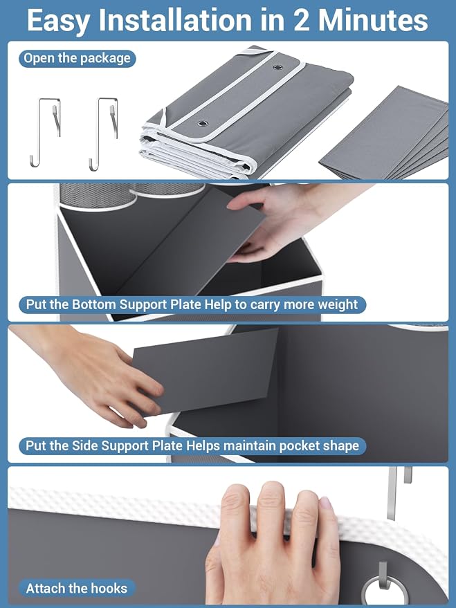 Over Door Hanging Organizer, 5 Tier 44 lb Load Behind Door Storage Bag