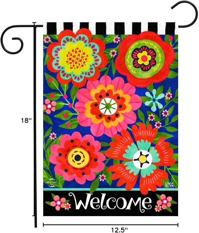 Bright Blooms Spring Garden Flag Floral Primitive 12.5" x 18" Briarwood Lane
