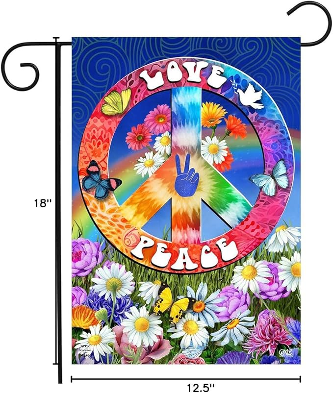 Peace and Love Summer Garden Flag 18" x 12.5" Briarwood Lane