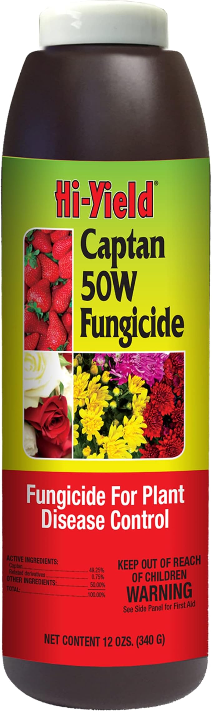 Hi-Yield (32109) Captan 50W Fungicide, 12 oz | Captan 50W wettable powder fungicide - Controls fruit rots, leaf spots & blight on fruits & ornamentals - Gardeners
