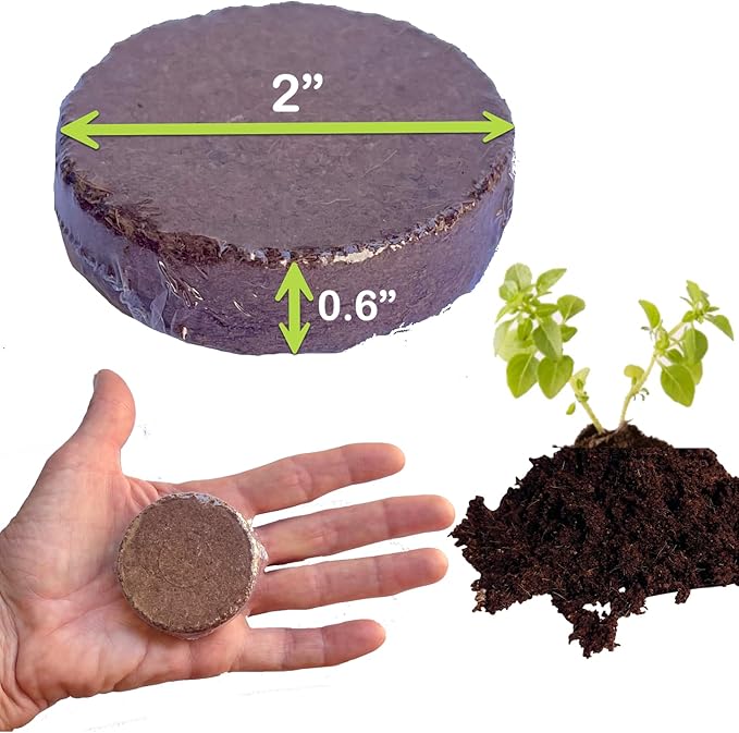 16 Pack Expanding Organic Fiber Soil, Amazing Potting Soil for Indoor Plants & Herbs. Soil Discs Made from Coco Coir. Expands to Fit 3β and 4β Pots.