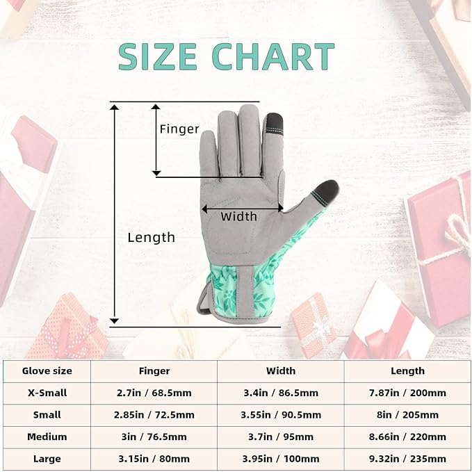 YRTSH Leather Gardening Gloves for Women, Flexible Breathable Garden Gloves, Thorn Proof Working Gloves for Weeding, Digging and Pruning, Green, X-Small Fit Small Hand