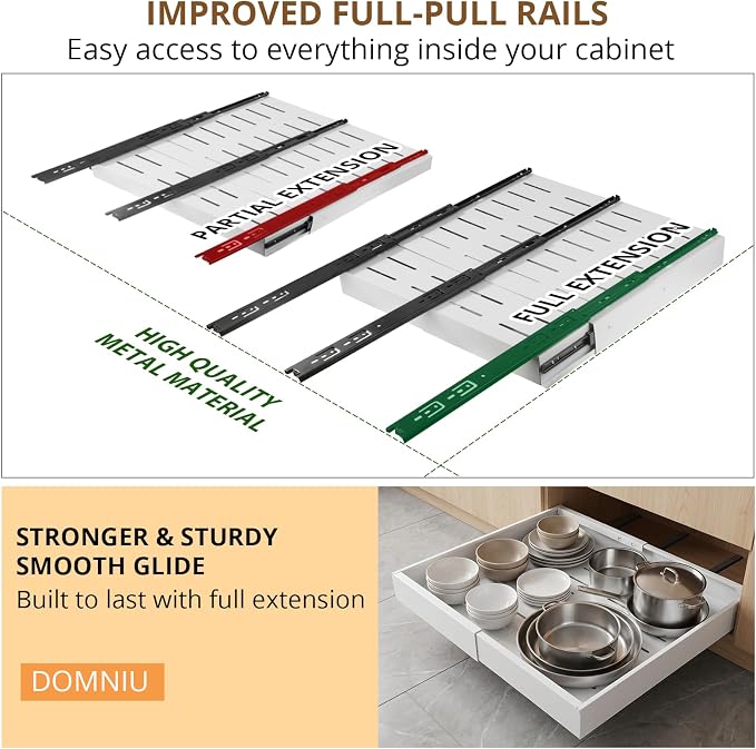 DOMNIU 2 Pack Pull Out Cabinet Organizers Width(12"-19"), Depth(17"-23")