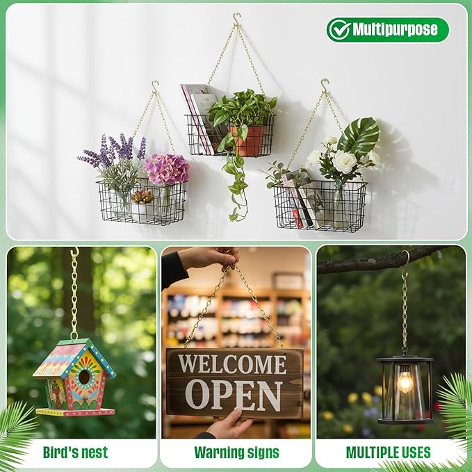 EBOOT 2 Pcs Hanging Chain for Bird Feeders, Planters, Lanterns and Ornaments(23.6 Inch,Gold)
