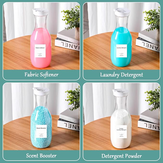 54 OZ Laundry Detergent Dispender BY VEGEVIGI, 54OZ Laundry Soap Disepenser, Liquid Laundry Detergent Container Organizer, Plastic Fabric Softener Dispenser, Powder Detergent Dispenser, 2PACK
