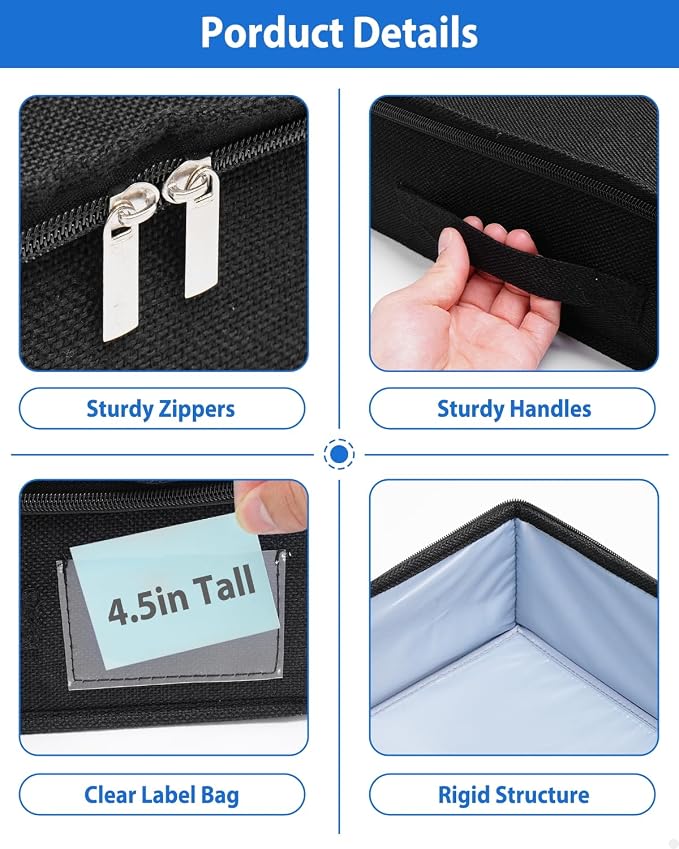 4.5-In Low Profile Under Bed Storage, Rigid Support, 2 Pack, Black