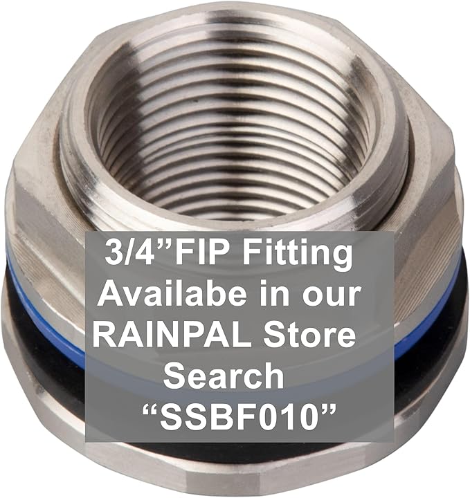 SSBF020 Stainless Steel 304 Bulkhead Tank Fitting (Double Female 1/2” NPT/FIP and Male 3/4" MHT Garden Hose Threaded, w/Step Gasket) (1)