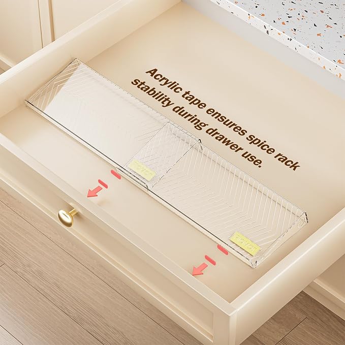 PanPanPal Spice Drawer Organizer, 4 Pack Clear Seasoning Organizer Rack