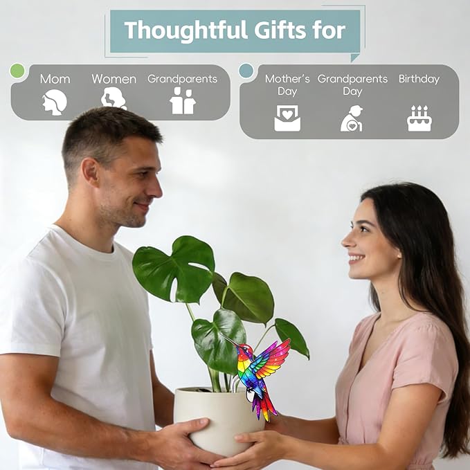 Hummingbird Gifts for Women Mom Grandma - Humming Bird Plant Lover Mothers Day Birthday Gifts Garden Decor - Hanging Planters for Indoor Outdoor Plants Pots Accessories