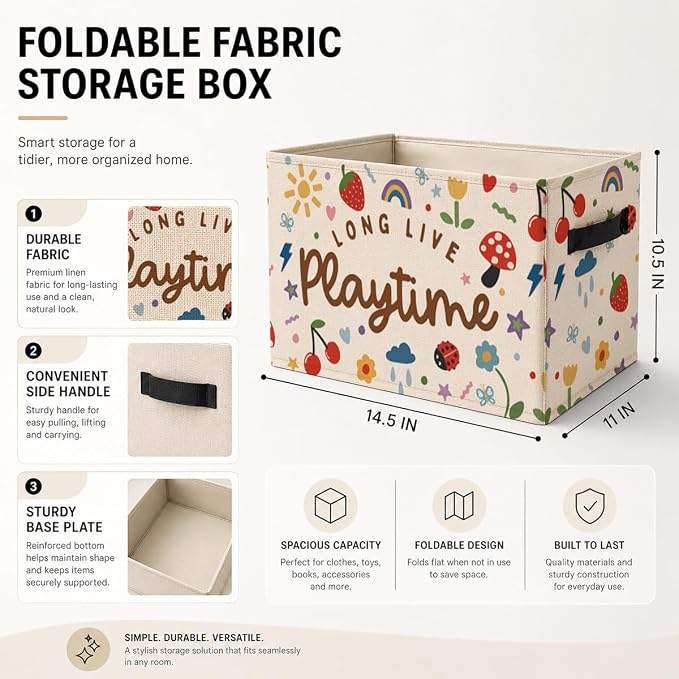Fabric Toy Box Collapsible Storage Bin for Room Decor