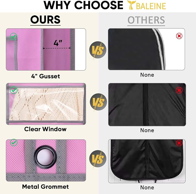 BALEINE 1PK Garment Bags for Hanging Clothes, 54" Suit Bag for Travel