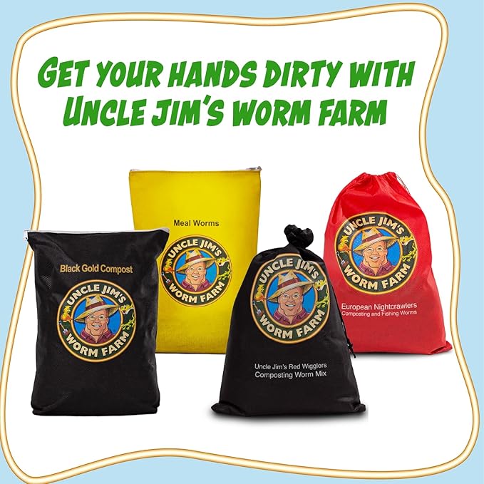 Uncle Jim's Worm Farm 500 Count Super Red European Nightcrawlers for Composting and Garden Soil Aeration | Large Nightcrawlers Improve Soil Structure and Quality for Healthier Gardens