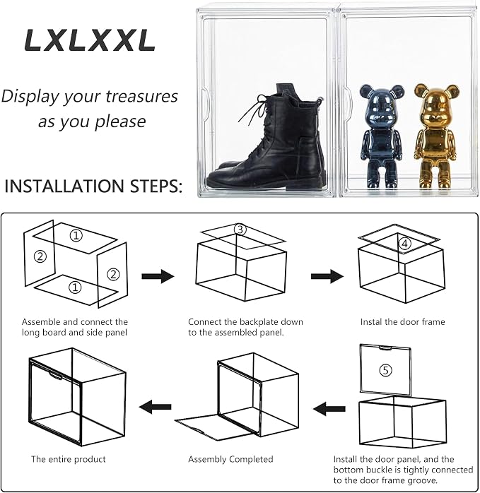 LXLXXL Clear Acrylic Display Case, Stackable Plastic Storage Bins, X-Large