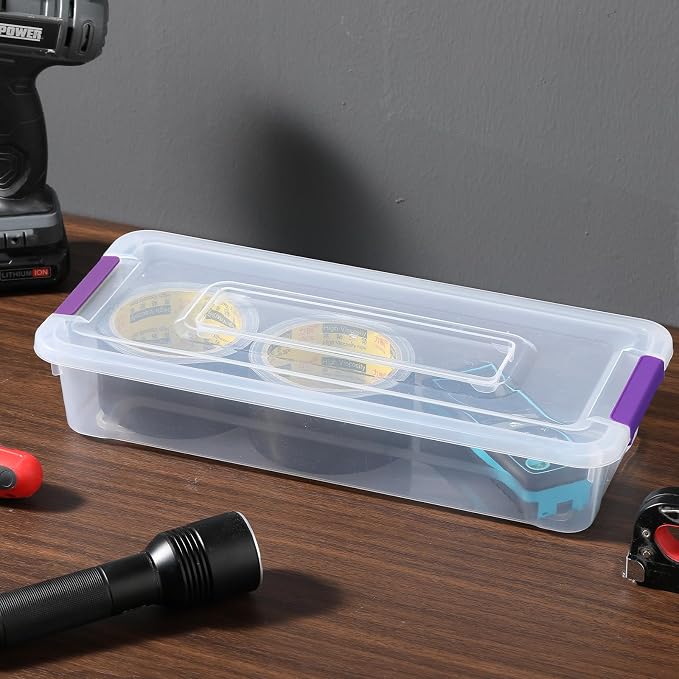 novelinks 4 Quart Clear Plastic Storage Containers with Lids (8 Pack)