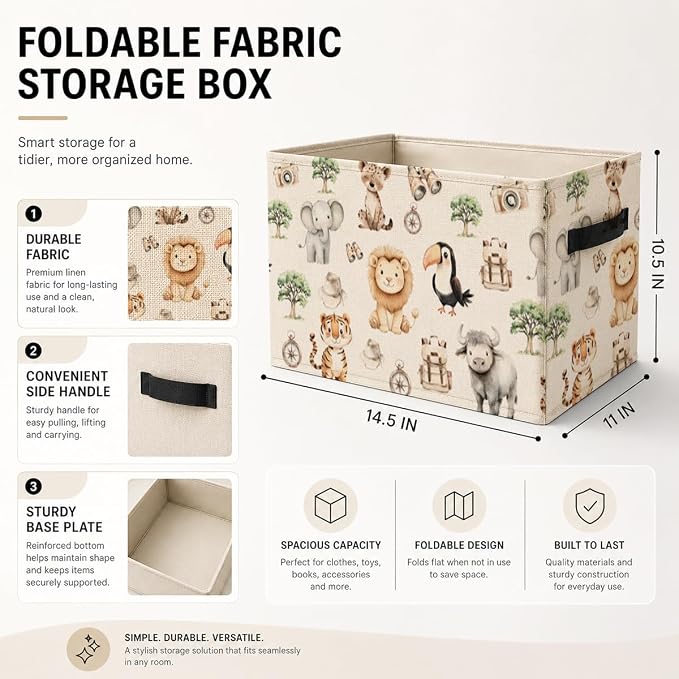 Woodland Storage Bin Foldable Basket for Nursery Room