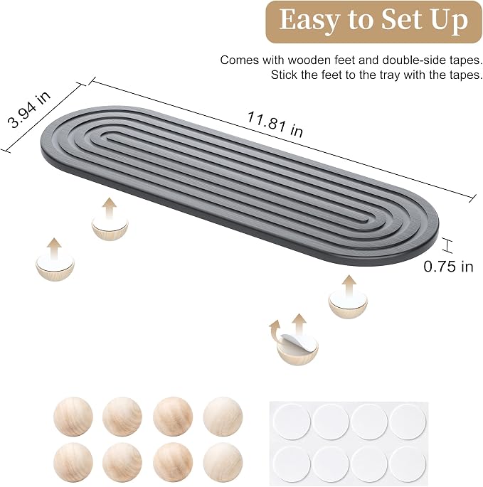 2-Pack Water Absorbing Stone Sink Caddy & Coaster (Dark Grey)