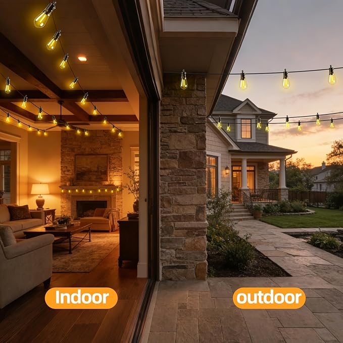Solar Lights Outdoor Patio Lights: S14 25M 82FT Solar Powered Remote Control 3 Light Modes Dimmable Solar Waterproof Light - Shatterproof Bulbs - Camping Backyard Garden Deck Outside Yard