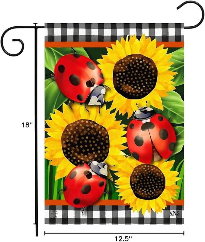 Ladybugs And Sunflowers Summer Garden Flag Floral Everyday 12.5" x 18" Briarwood Lane