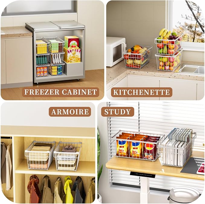 Enhanced Leak-Proof Bottom, Freezer Organizer Bins for 7 Cu.Ft,6 Pack