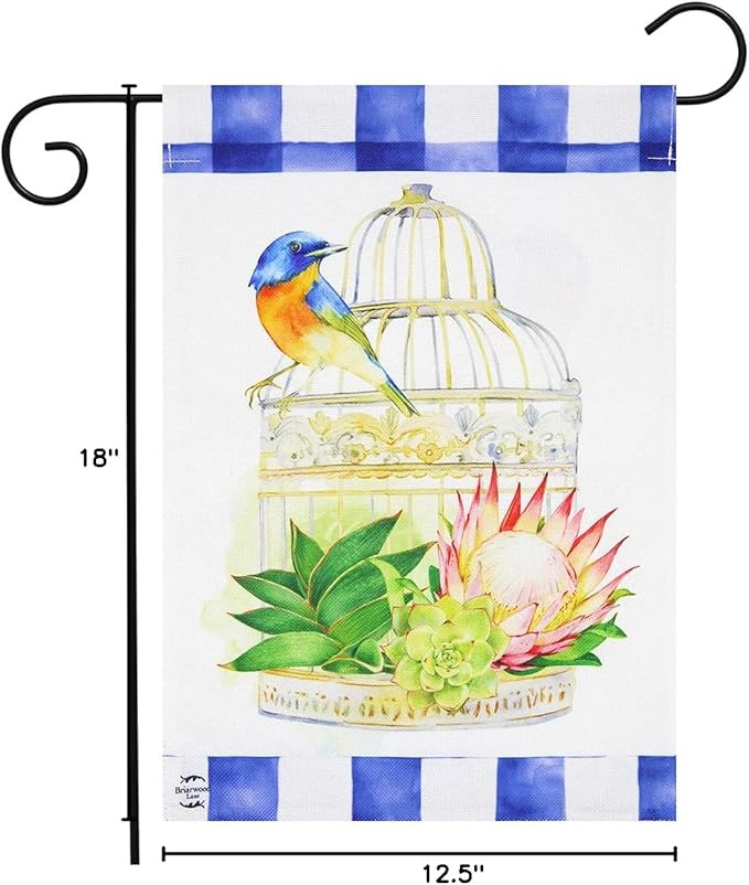 Birdcage Spring Burlap Garden Flag 12.5" x 18" Briarwood Lane