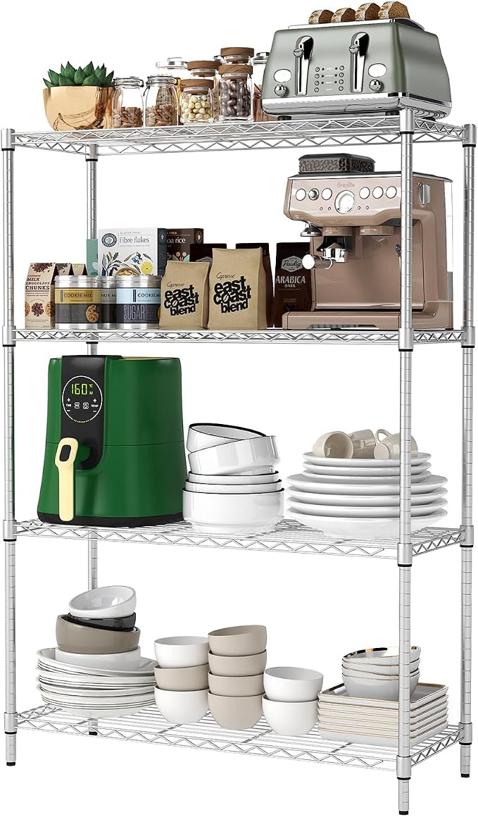 BestOffice | 4-Tier Wire Shelf | 36" x 14" x 54" | Chrome