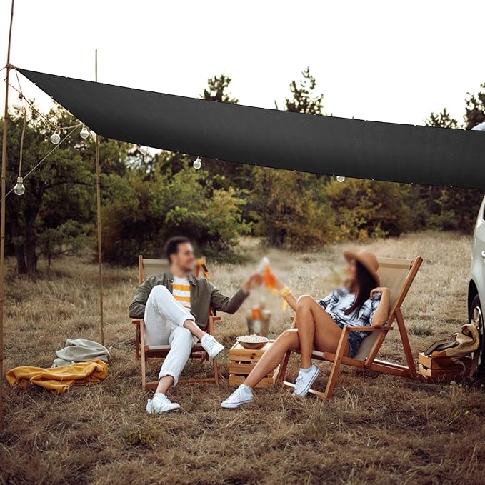 SPORTYOUTH 70% Shade Cloth for Patio, 10x50 ft Mesh Tarp with Grommets, UV Resistant Black Sunblock Sun Shade Netting Cover for Garden, Greenhouse, Chicken Coop, Pergola, RV, Canopy, Barn Kennel