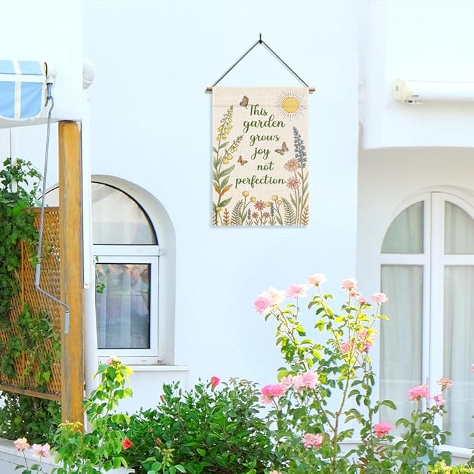 Garden Flag, Funny Welcome Yard Flag for Outside, Religious Garden Gifts, Christian Yard Sign Home Décor, Christian Bible Musical Notes Flag (Beige2)