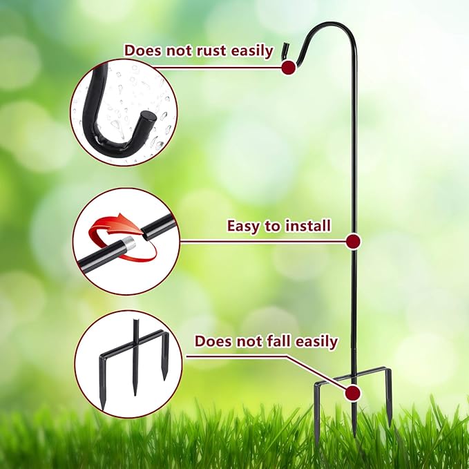 EXCMARK Shepherd Hook 32 inch 1/2 inch Thick Use at Weddings, Hanging Solar Lights, Lanterns, Bird Feeders, Metal Hanger Hook (Bronze,32inch) U.S. Patent.