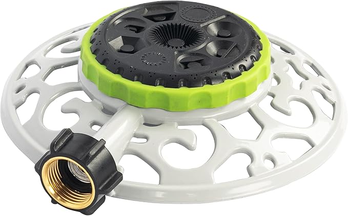 Hourleey Adjustable Turret Metal Sprinkler, 8 Mode Fixed Lawn Sprinkler for Yard with Hose Quick Connect Product Adapter for Garden Watering Irrigation