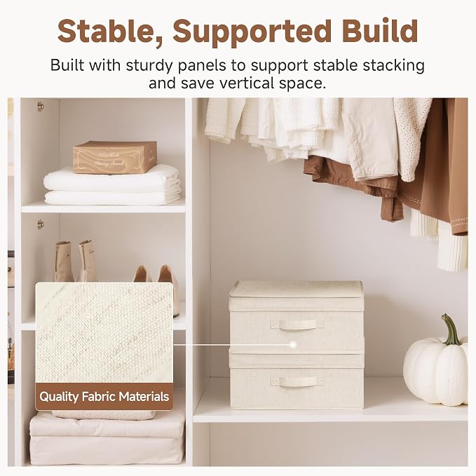 StorageWorks Storage Bins with Lids, Fabric Closet Storage Bins, Small