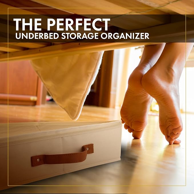 HOMELUX THEORY Under Bed Storage, Low Profile 2pc with Lid, Ivory