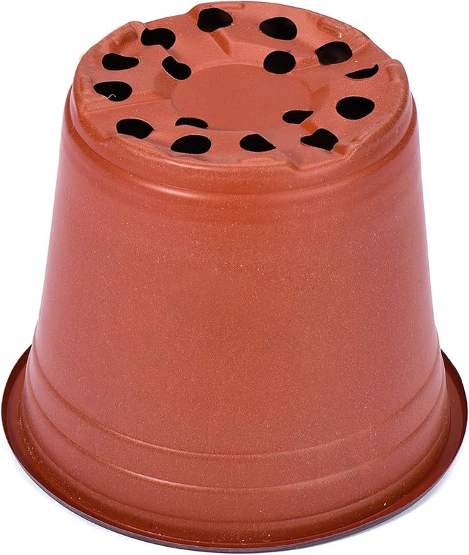 Delxo 50Pcs 6" Reusable Plastic Nursery Pots, Waterproof Planter Pots with Drain Holes, Indoor Seedling Starter Pots for Plants, Gardening, Red