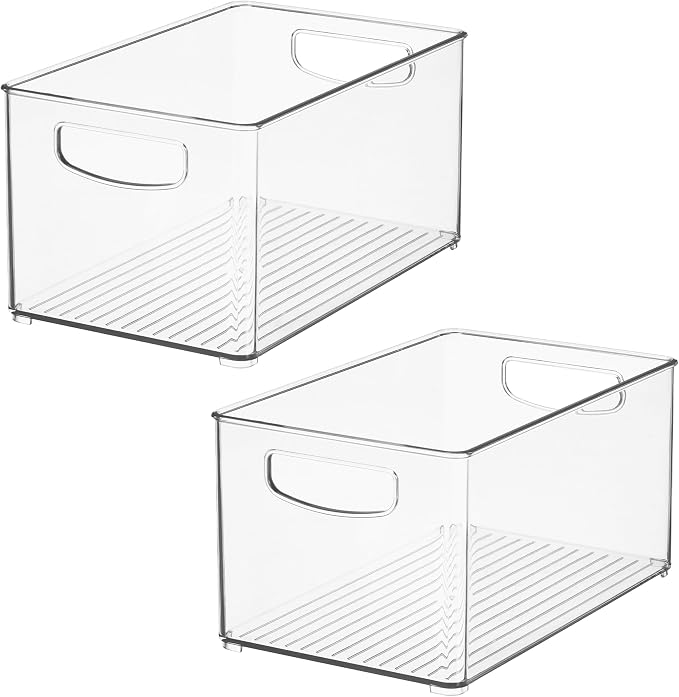 iDesign Stackable Clear Plastic Bin, 2-Pack