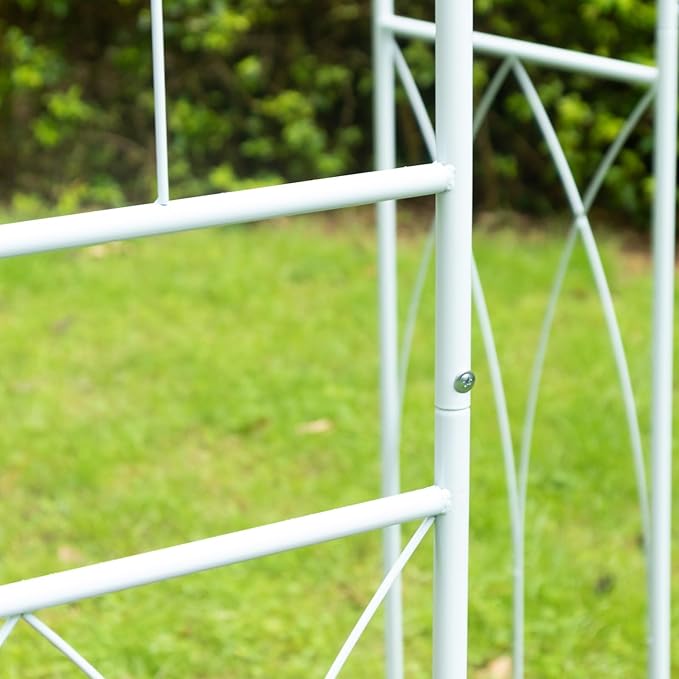 Efavormart 10ft White Metal Birdcage Wedding Arch, Large Garden Gazebo Pergola Arbor for Outdoor Ceremonies, Vines and Immersive Event Staging