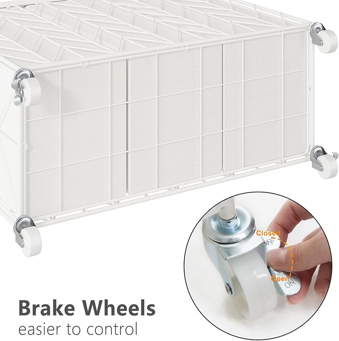 WOWLIVE Laundry Hamper 3 Section with Lid, 142L Laundry Basket with Wheels | Rolling Dirty Clothes Hamper with Removable Bags, Large Iron-Made Laundry Basket Organizer Laundry Sorter for Dorm, White