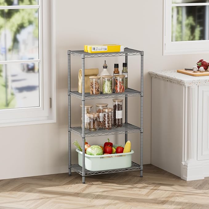 SINGAYE 4 Metal Shelves Wire Shelving Storage Shelf Adjustable Unit Pantry
