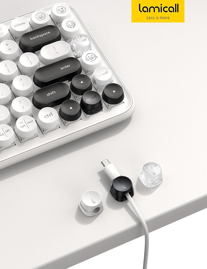 Lamicall 6 Pack Cord Organizer, Office Desk Accessories, Clear Cable Clips