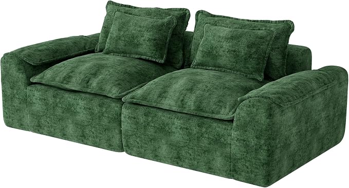 Hobestluk 87" Cloud Modular Sectional Sofa, 2-Seater, No Assembly, Green