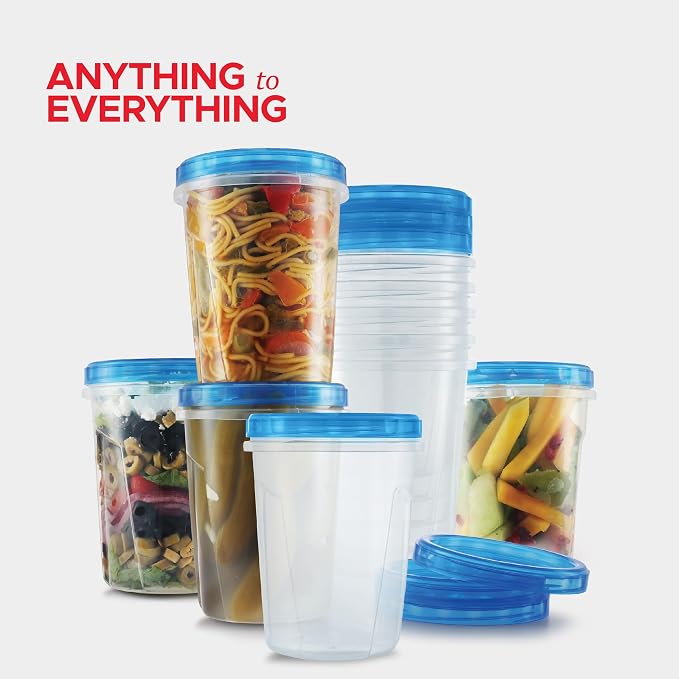 Tafura Freezer Containers, 12 Pack, 32 Oz, Leakproof BPA-Free Lids