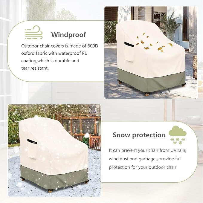 Outdoor Chair Covers 32" W x 34" D x 34" H,600D Heavy Duty Waterproof Patio Chair Cover,Outdoor Furniture Covers for Lawn/Garden Chiar