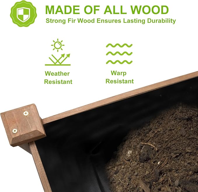 ketive Raised Garden Bed Without Legs 8x2Ft ft Large Elevated Wood Planter Box for Vegetables, Flowers, Herbs, and Succulents(Brown)