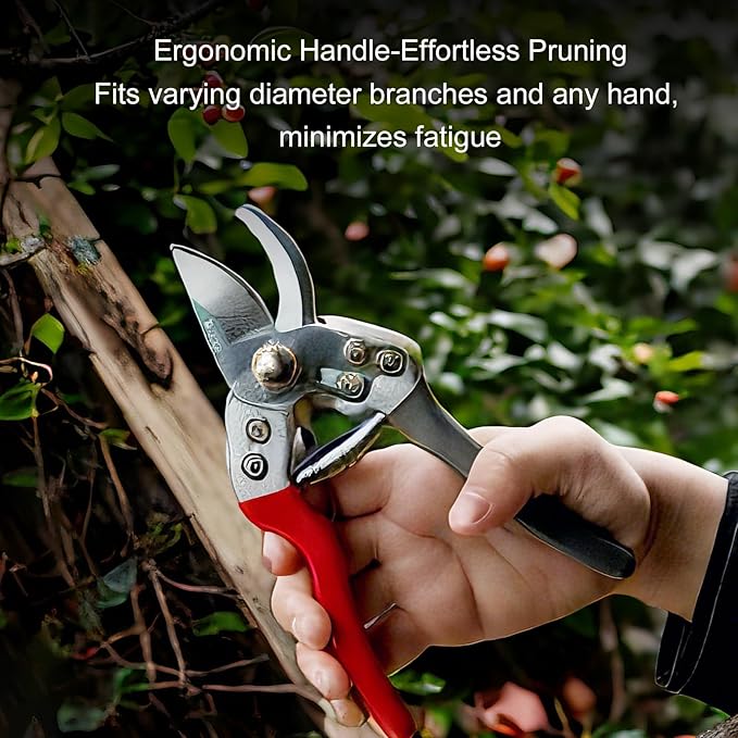 Pro Bypass Pruning Shears, Heavy Duty Garden Scissors Ultra Sharp Steel Blades for Branch Trimming, Plant Scissors Secateurs with Ergonomic Handle, Easy to Use