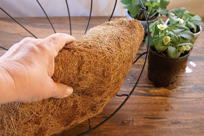 14 inch Coco Liner for Planters, 2PCS Half Round Replacement Plant Basket Liners Coco Fiber Liner for Hanging Basket Wall Flower Basket, Half Circle Wall Planter