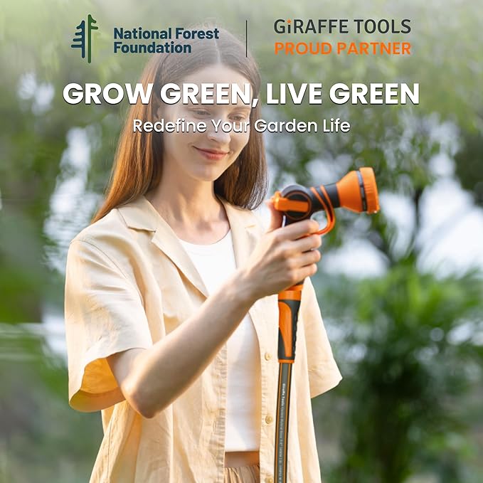 Giraffe Tools Garden Hose 5/8", Water Hose Heavy Duty, Flexible, Lightweight Hybrid Hose with Swivel Handle, 15ft Male to Female Fittings, Burst 600 PSI, Short Leader Hose